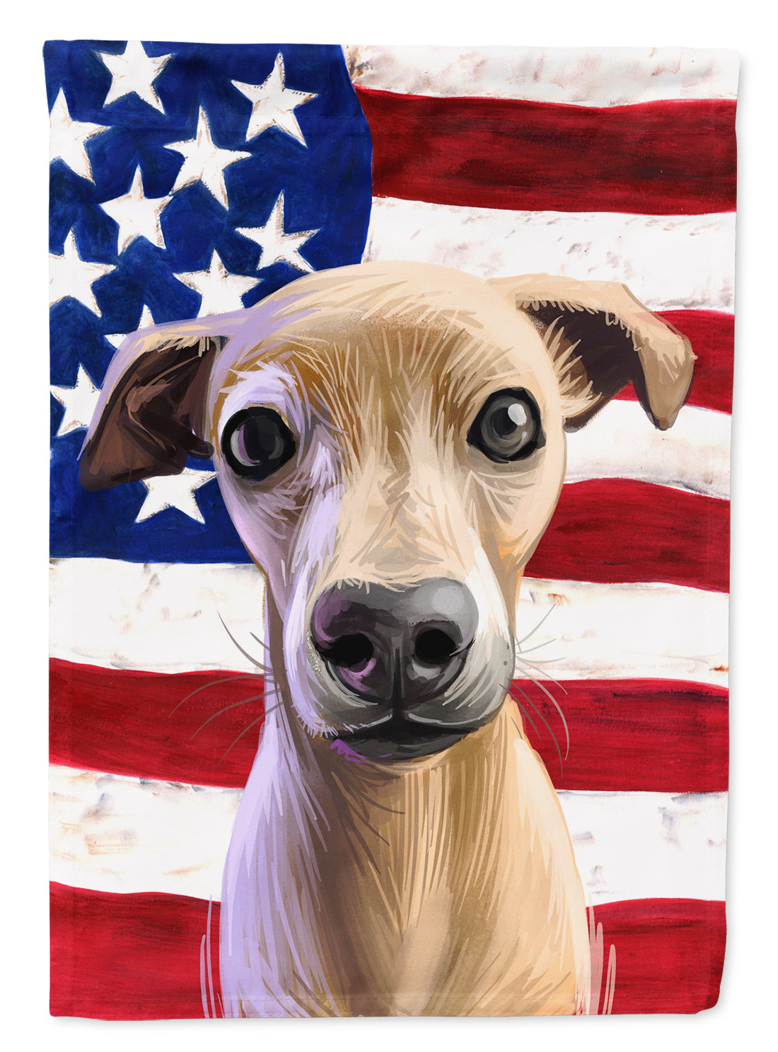 Italian Greyhound American Flag Flag Canvas House Size CK6576CHF