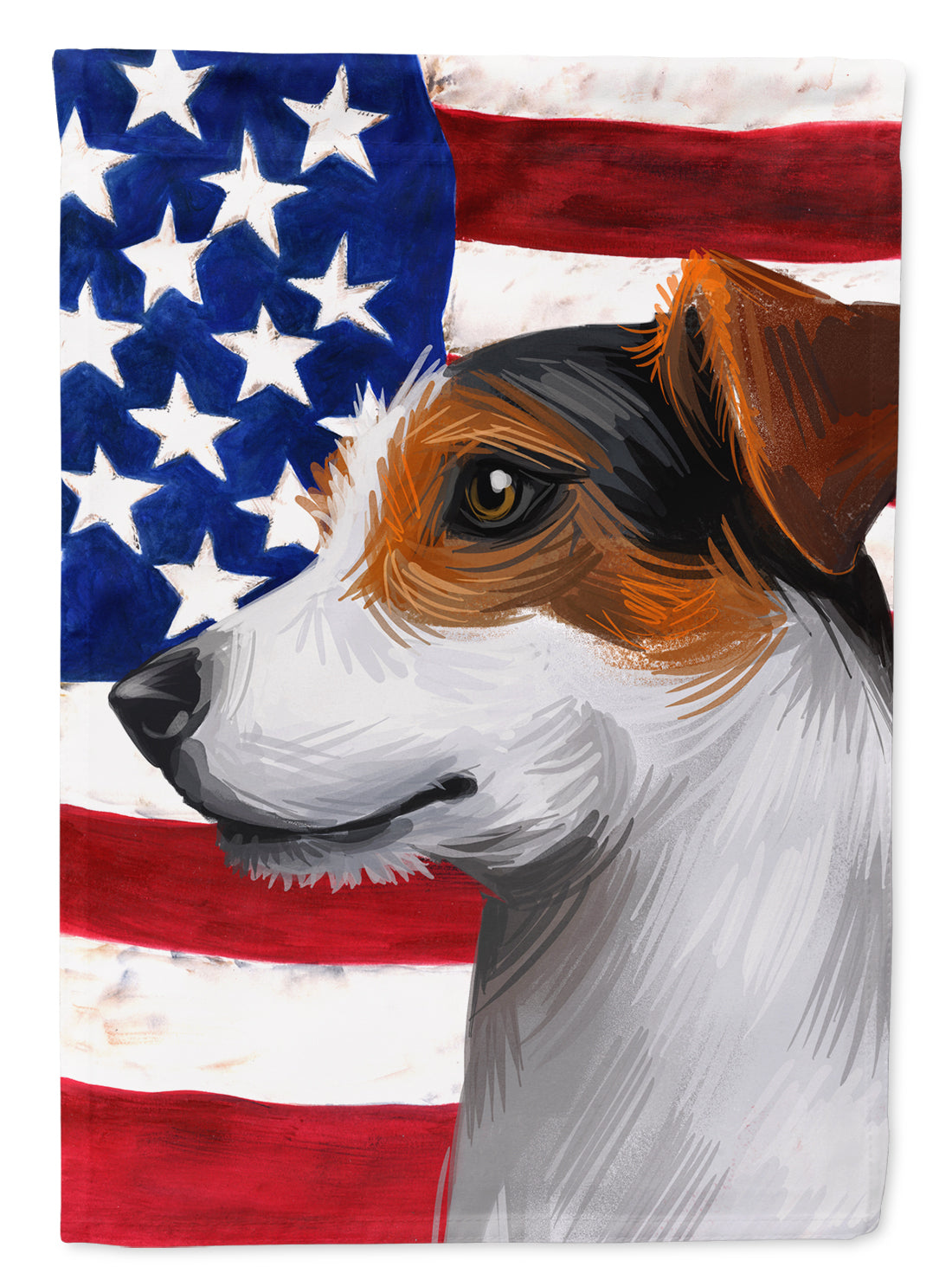 Jack Russell Terrier American Flag Flag Canvas House Size CK6577CHF