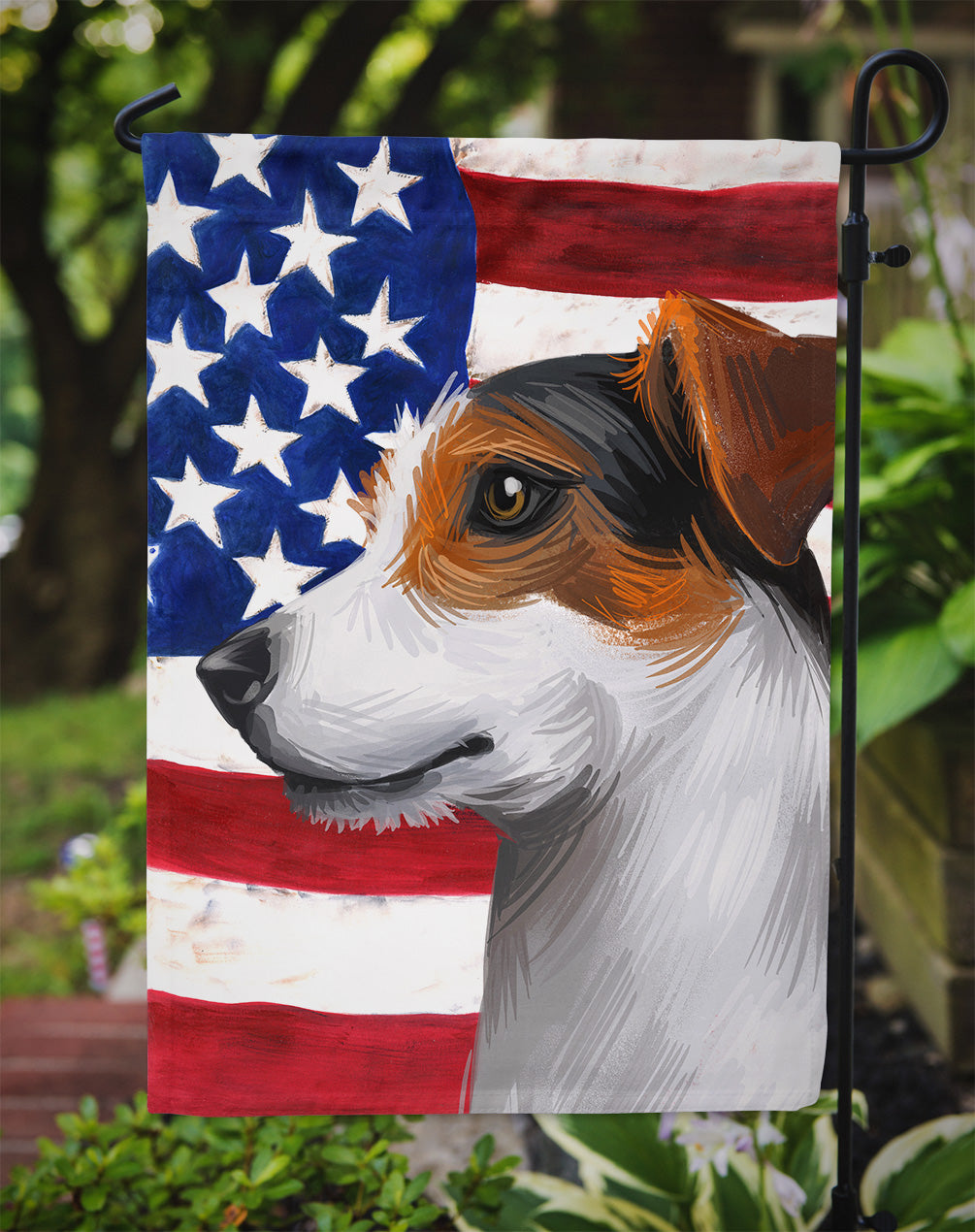 Jack Russell Terrier American Flag Flag Garden Size CK6577GF  the-store.com.
