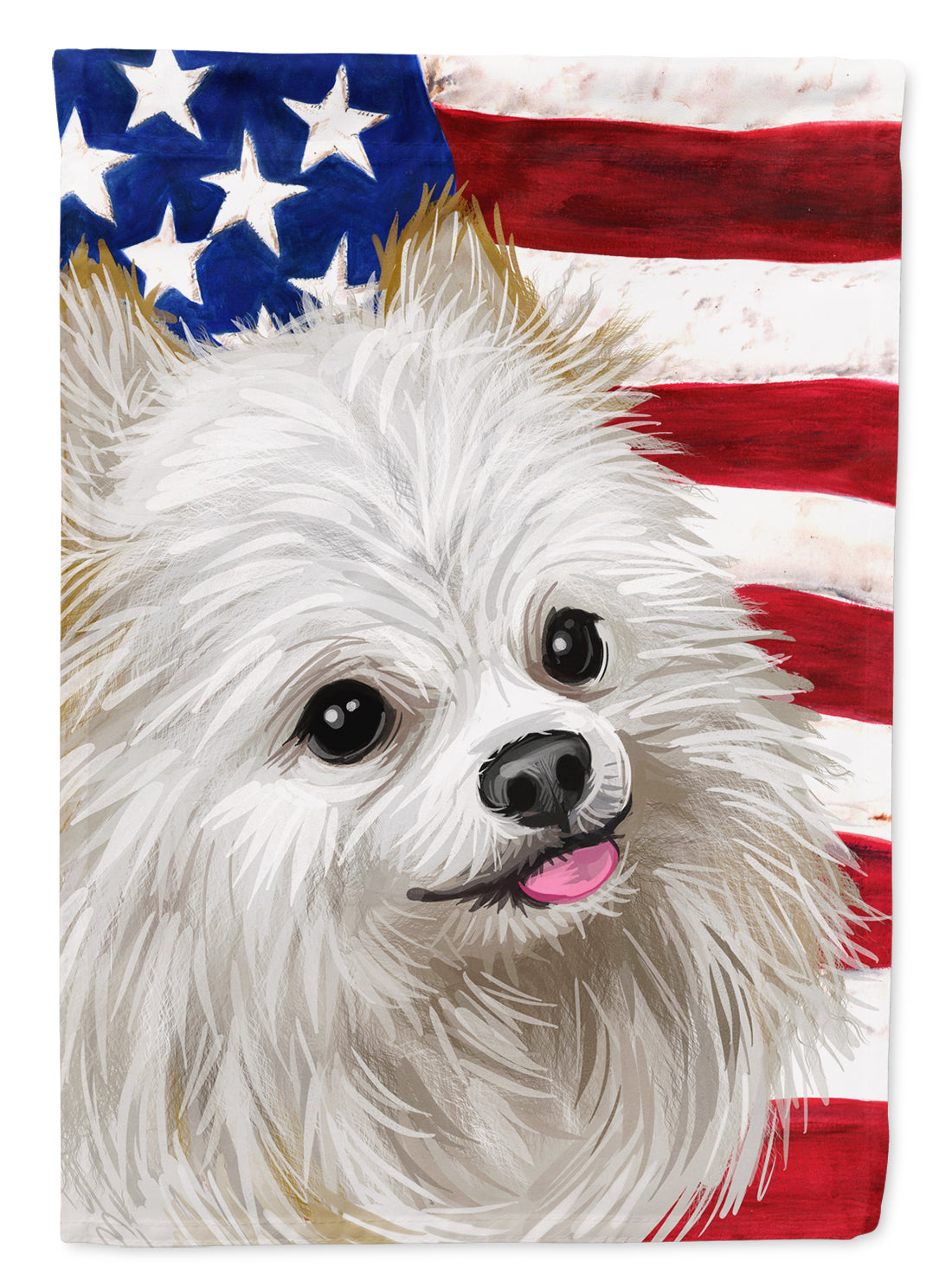 Japanese Spitz American Flag Flag Canvas House Size CK6581CHF  the-store.com.