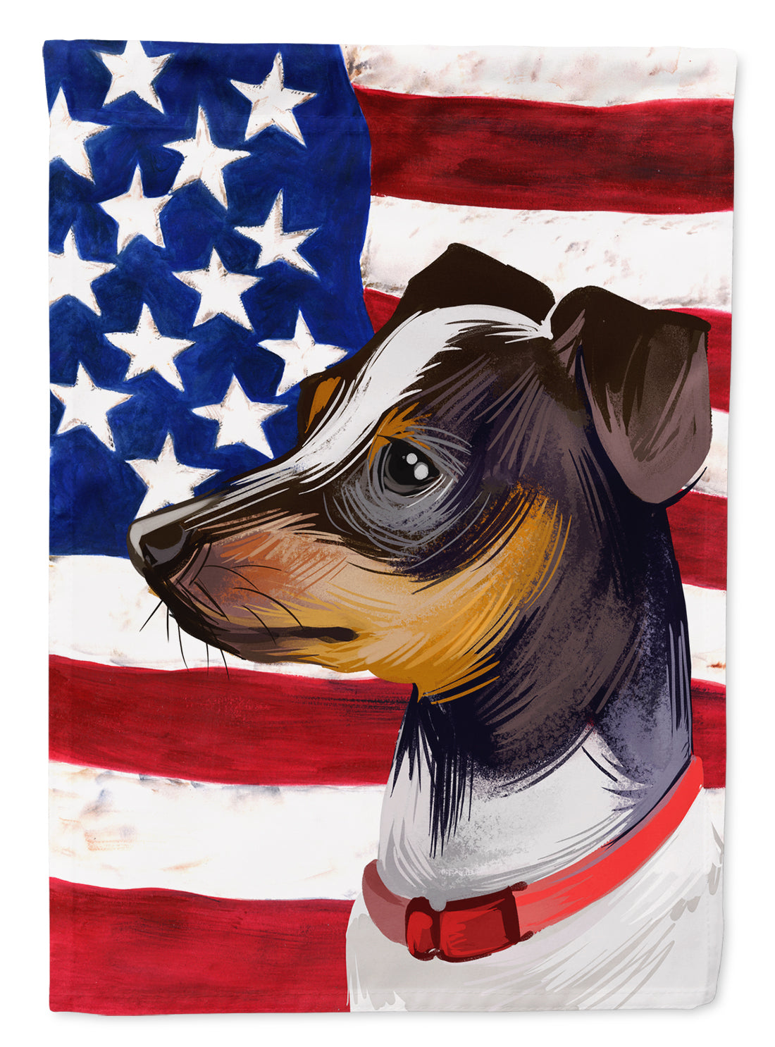 Japanese Terrier American Flag Flag Canvas House Size CK6582CHF