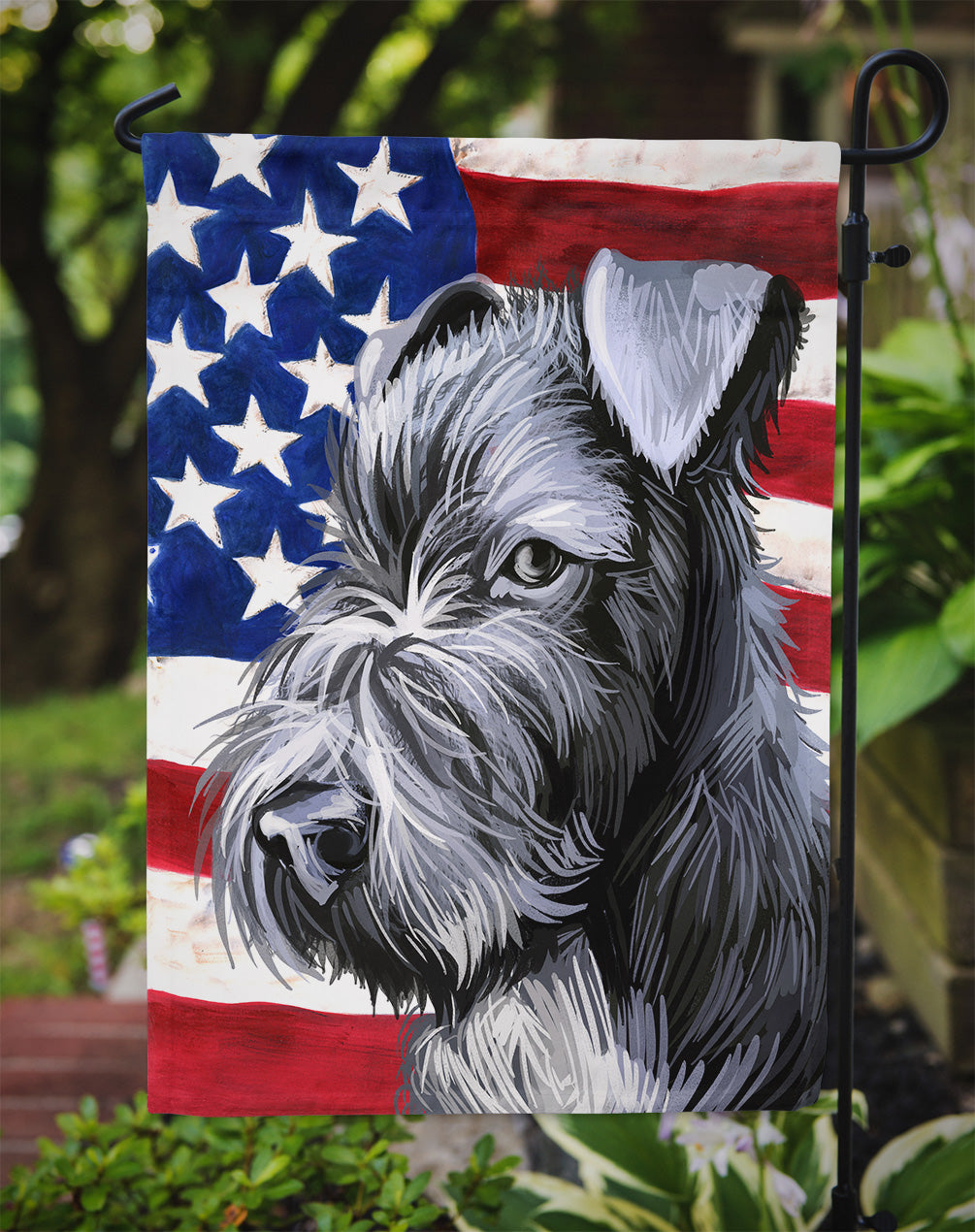 Kerry Blue Terrier American Flag Flag Garden Size CK6590GF  the-store.com.