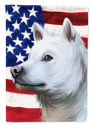 Caroline's Treasures Kishu Ken American Flag Garden Flag - Outdoor Decorative Yard Flag CK6593GF