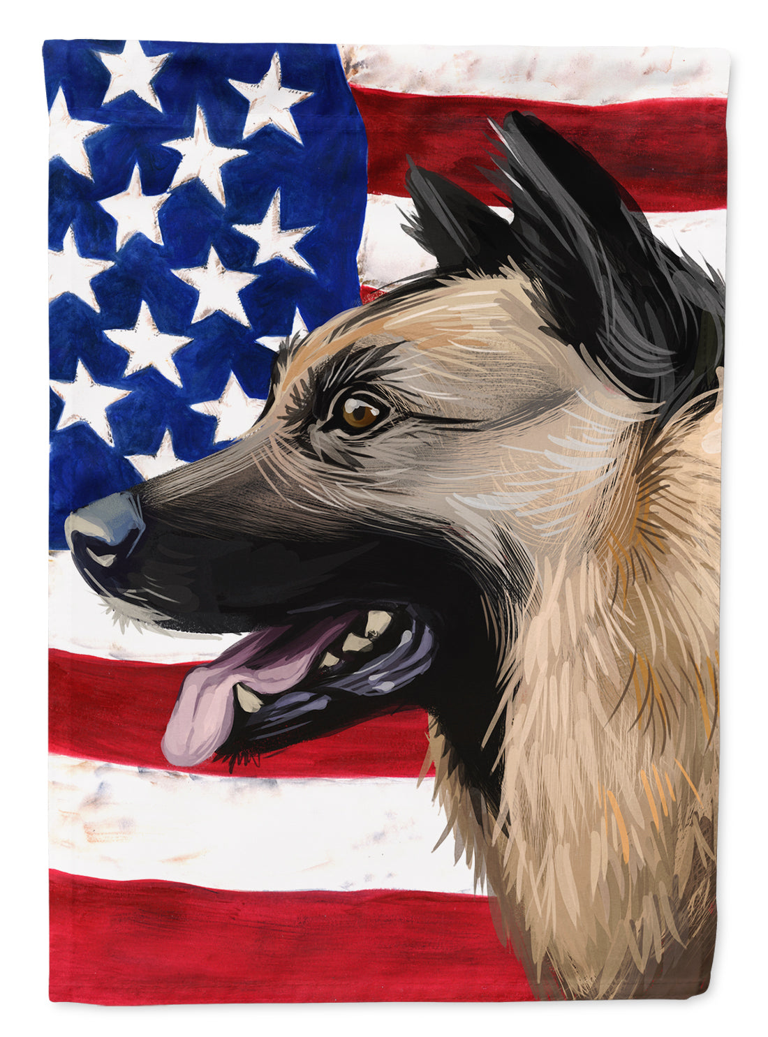 Kunming Wolfdog American Flag Flag Canvas House Size CK6598CHF  the-store.com.