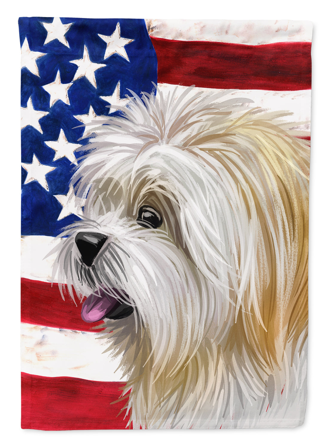 Lhasa Apso American Flag Flag Canvas House Size CK6607CHF