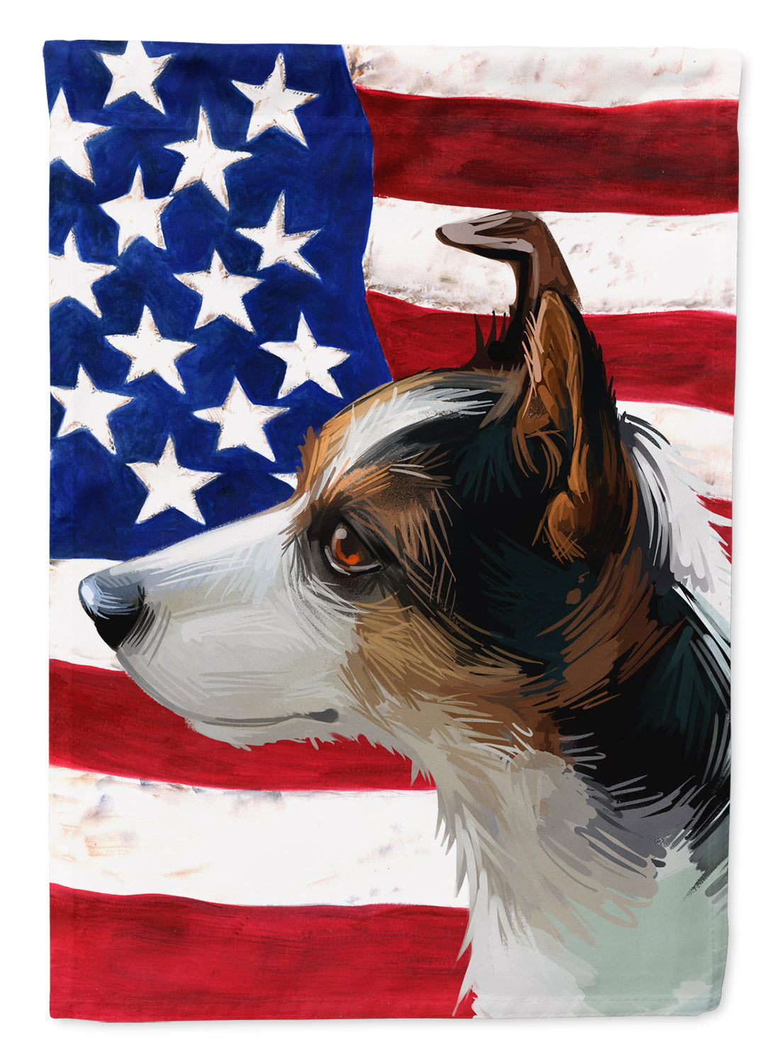 Miniature Fox Terrier Dog American Flag Flag Canvas House Size CK6617CHF  the-store.com.