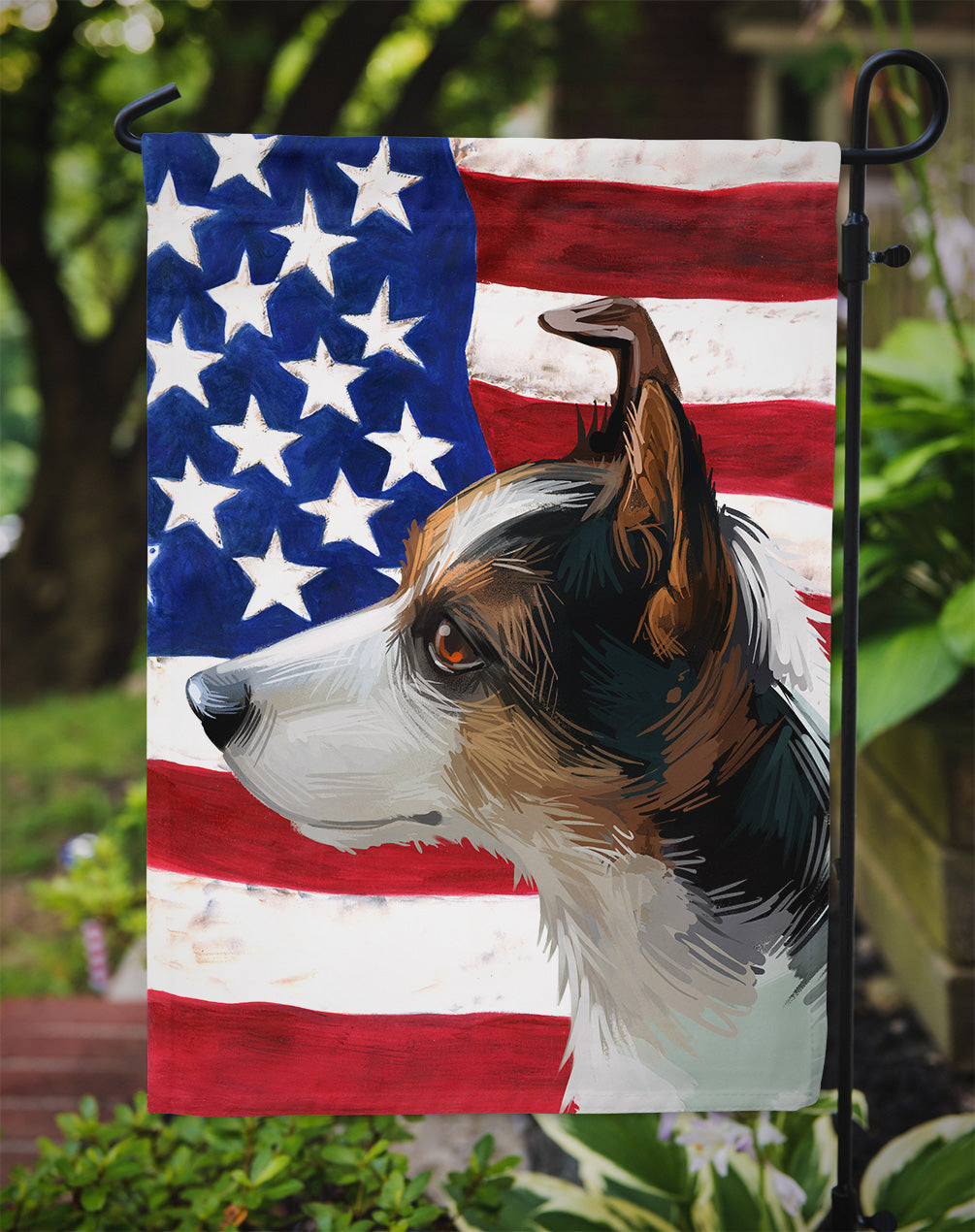 Miniature Fox Terrier Dog American Flag Flag Garden Size CK6617GF  the-store.com.