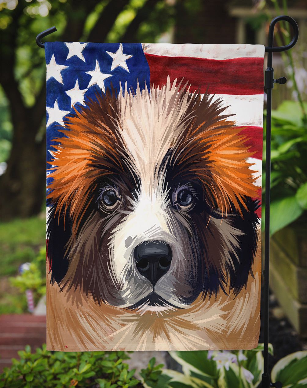 Moscow Watchdog Dog American Flag Flag Garden Size CK6622GF