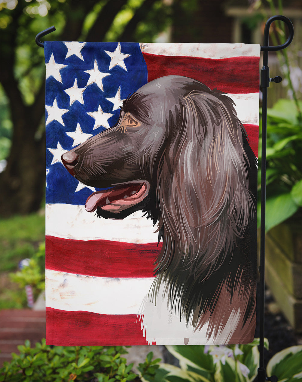 Small Munsterlander Dog American Flag Flag Garden Size CK6624GF