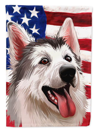 Caroline's Treasures Northern Inuit Dog American Flag Garden Flag - Outdoor Decorative Yard Flag CK6629GF