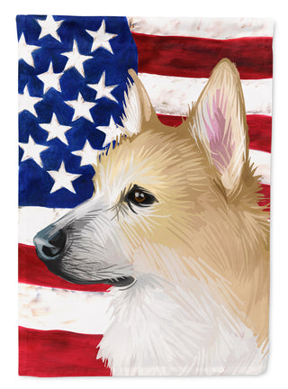 Caroline's Treasures Norwegian Buhund Dog American Flag Garden Flag - Outdoor Decorative Yard Flag CK6630GF