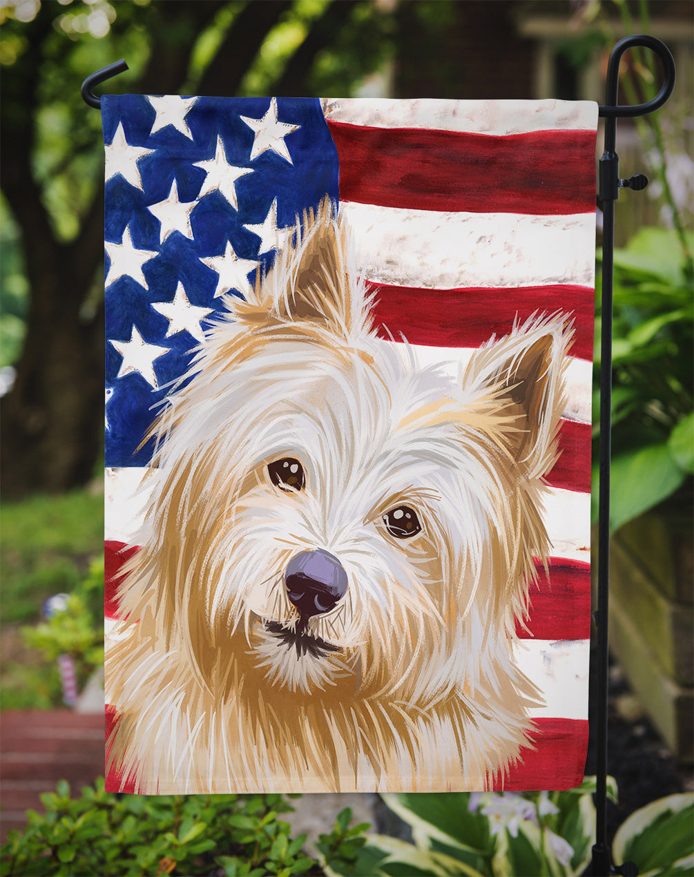 Norwich Terrier Dog American Flag Flag Garden Size CK6633GF