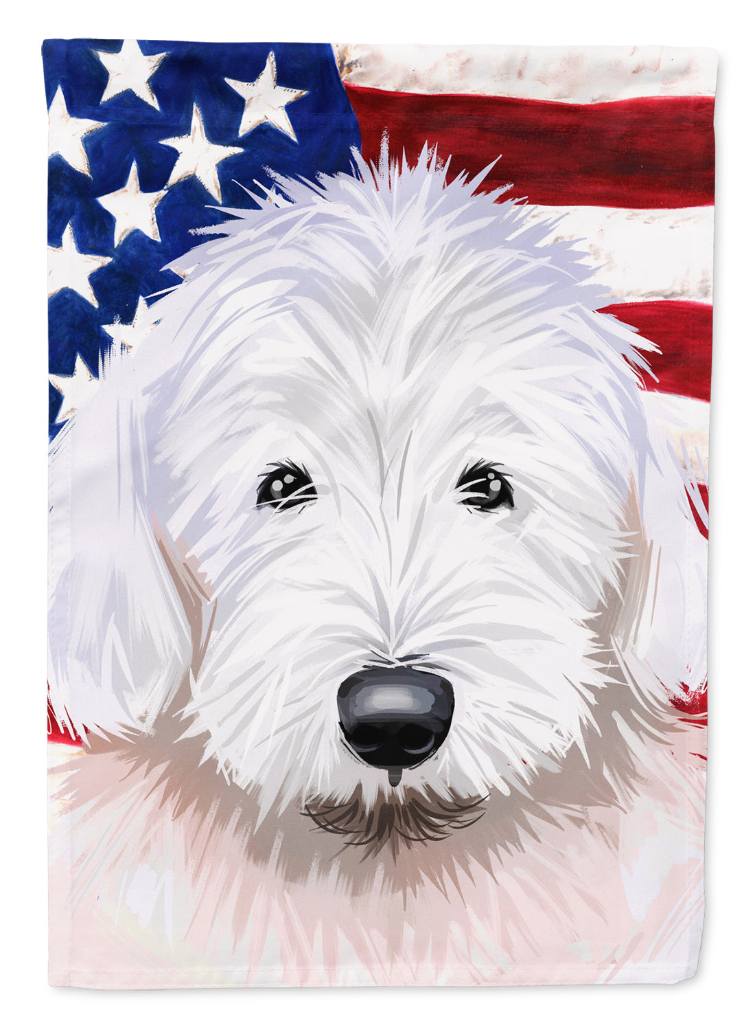 Old English Sheepdog American Flag Flag Canvas House Size CK6635CHF  the-store.com.