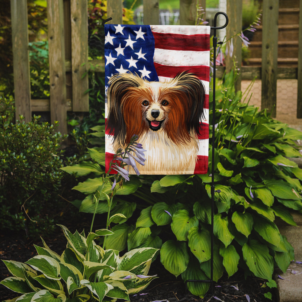 Phalene Dog American Flag Flag Garden Size CK6642GF  the-store.com.