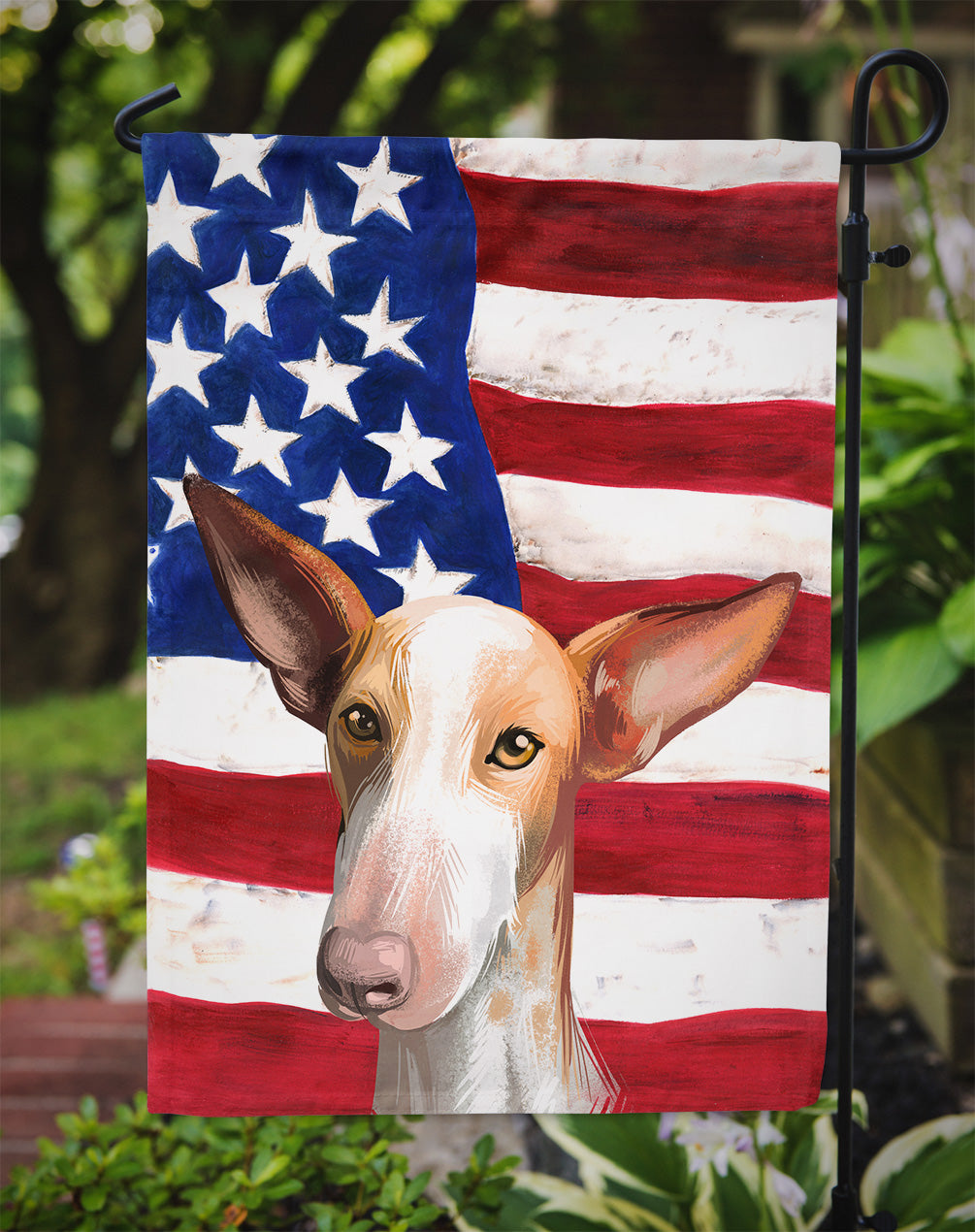 Podenco Canario Dog American Flag Flag Garden Size CK6648GF