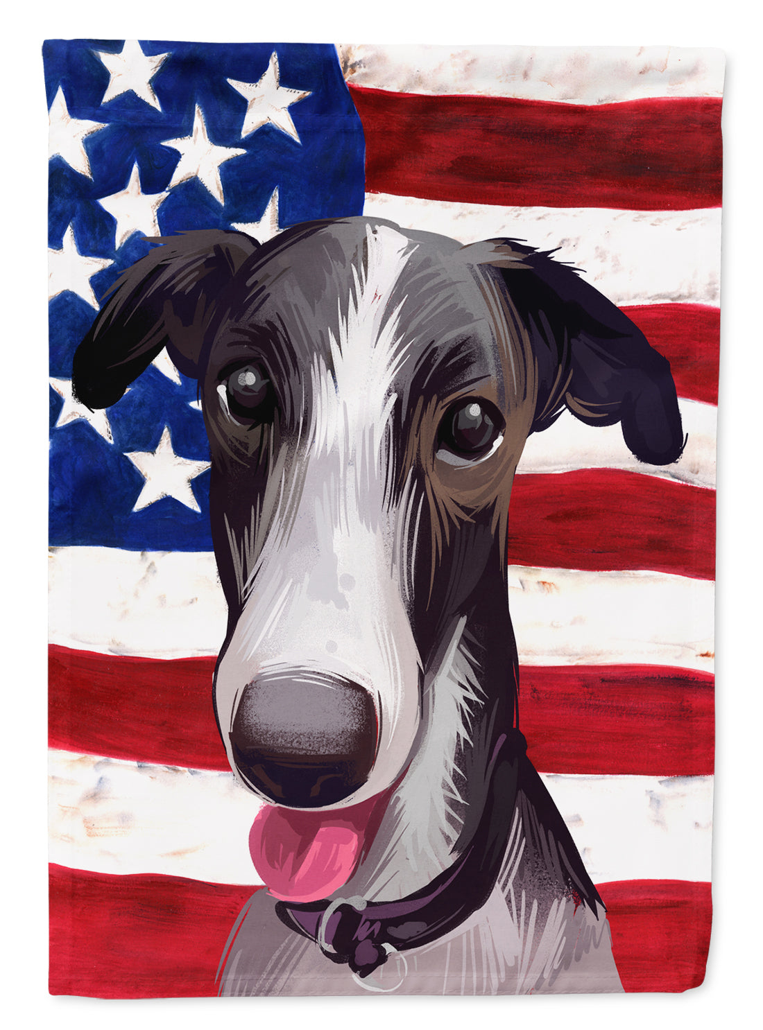 Polish Greyhound Dog American Flag Flag Canvas House Size CK6651CHF