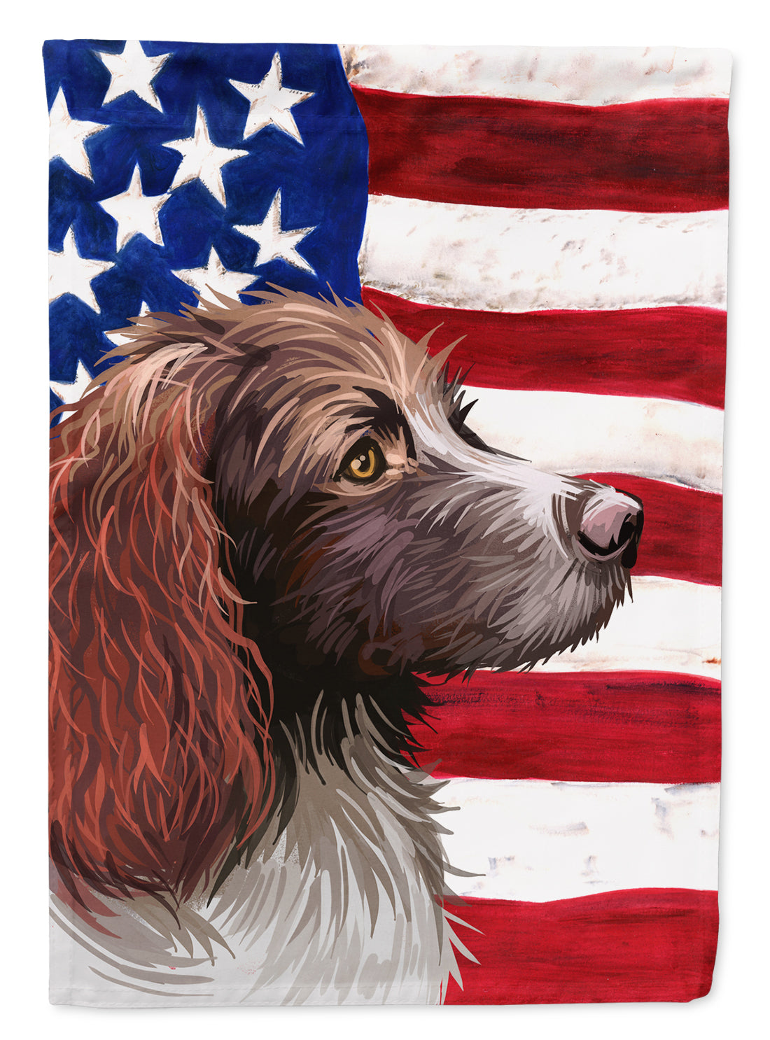 Pont-Audemer Spaniel Dog American Flag Flag Canvas House Size CK6656CHF  the-store.com.