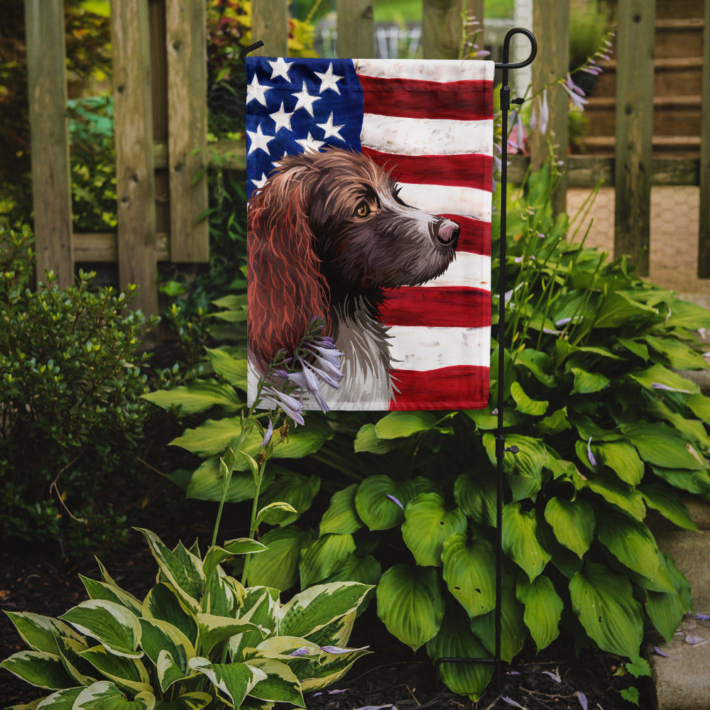 Pont-Audemer Spaniel Dog American Flag Flag Garden Size CK6656GF  the-store.com.