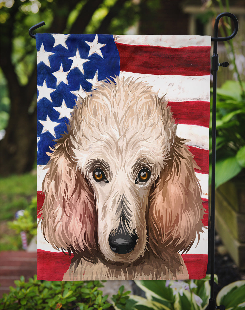 Poodle Dog American Flag Flag Garden Size CK6657GF