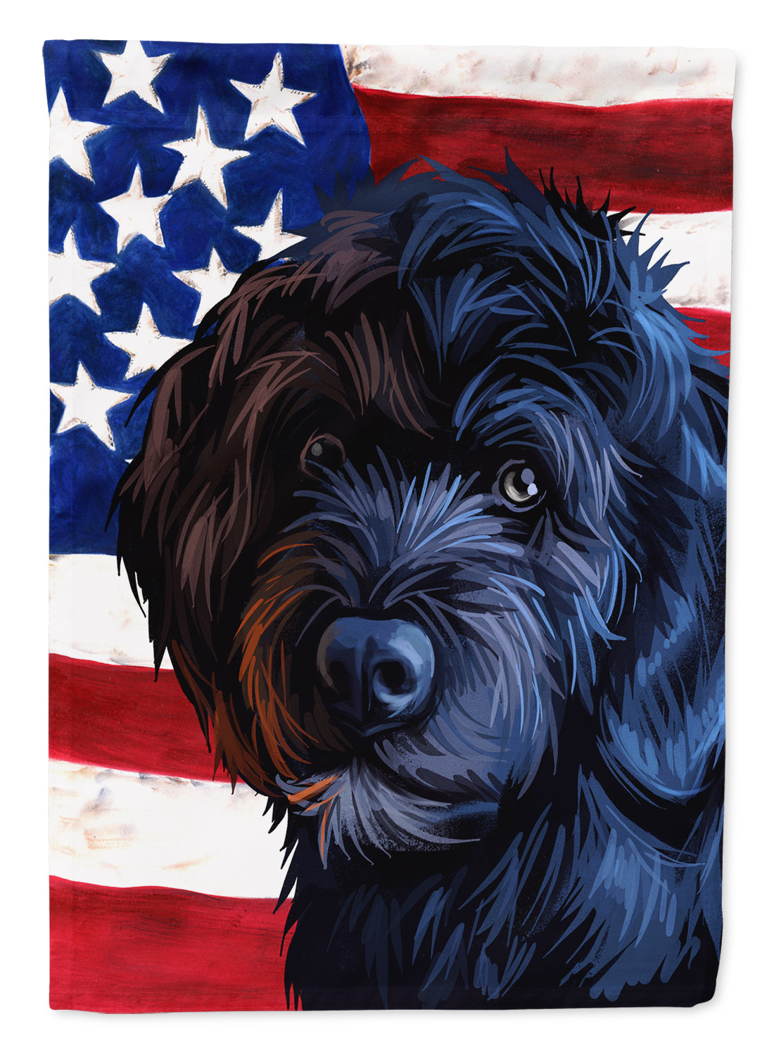 Portuguese Water Dog American Flag Flag Canvas House Size CK6661CHF  the-store.com.