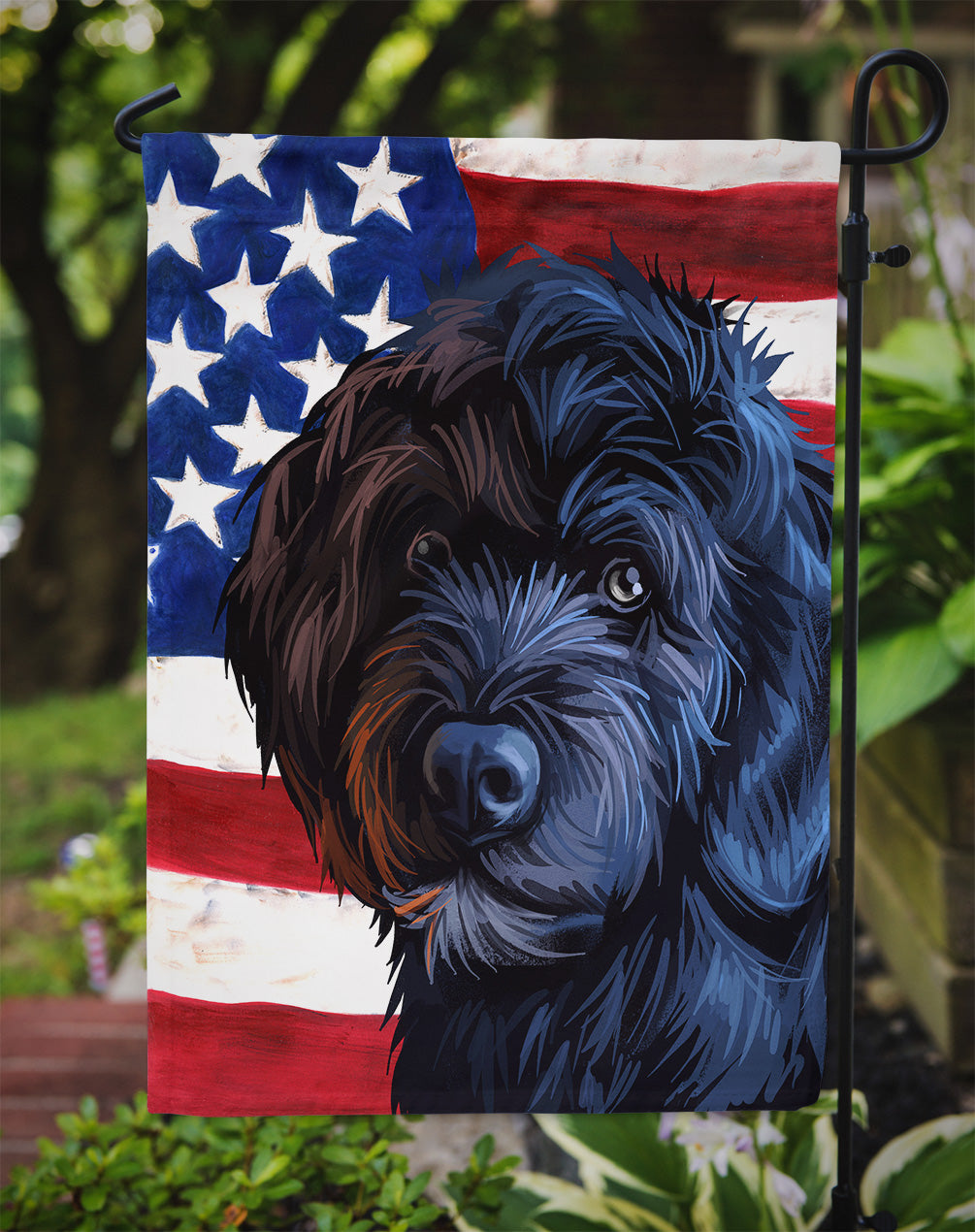 Portuguese Water Dog American Flag Flag Garden Size CK6661GF  the-store.com.