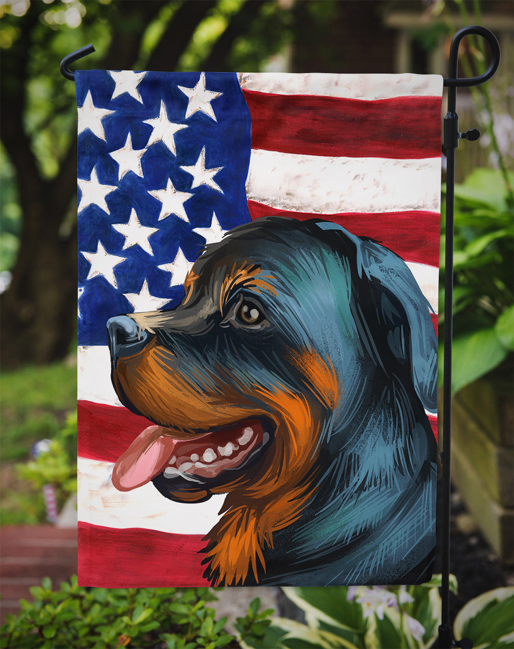 Rottweiler Dog American Flag Flag Garden Size CK6677GF