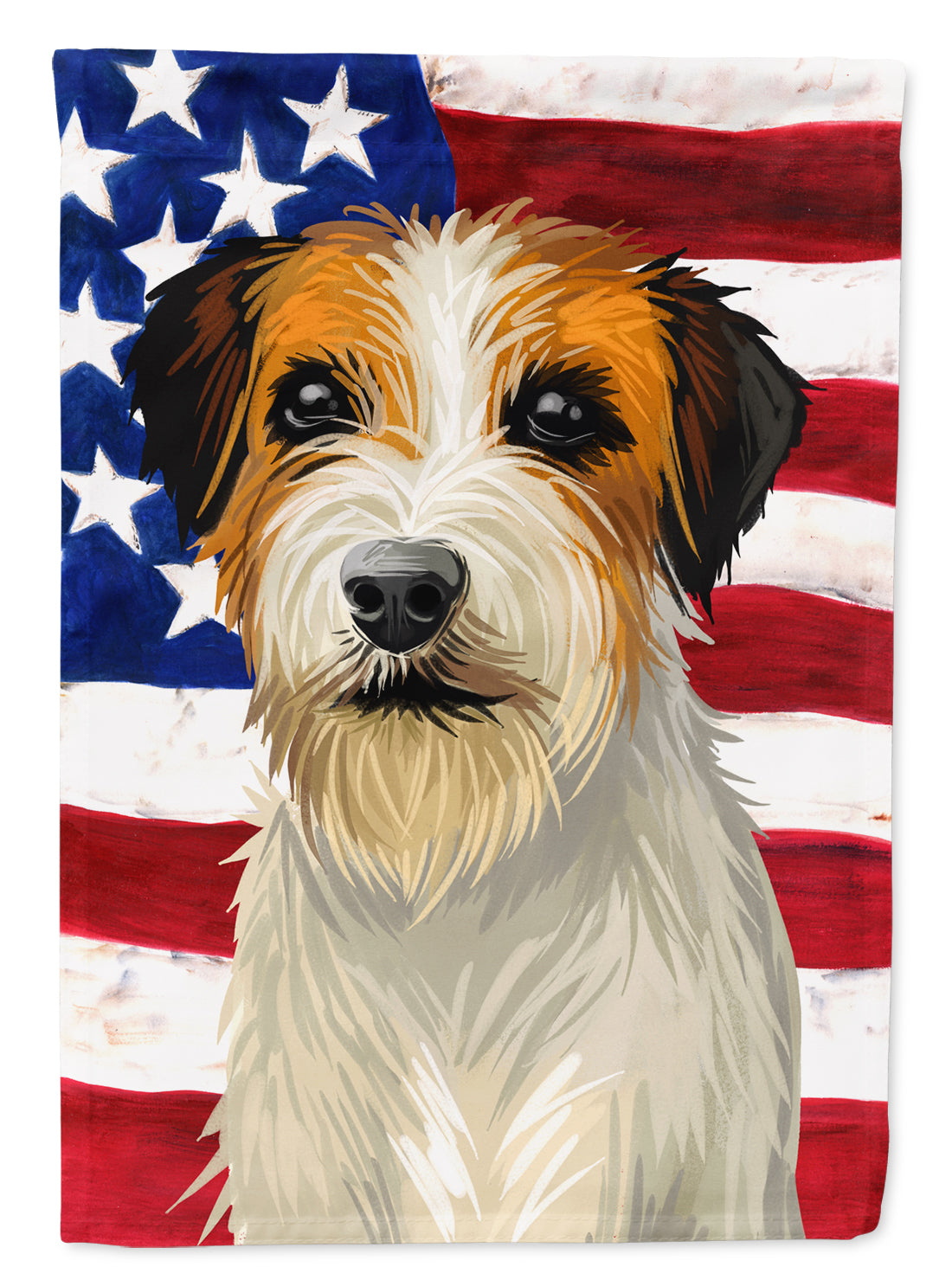 Russell Terrier Dog American Flag Flag Canvas House Size CK6678CHF
