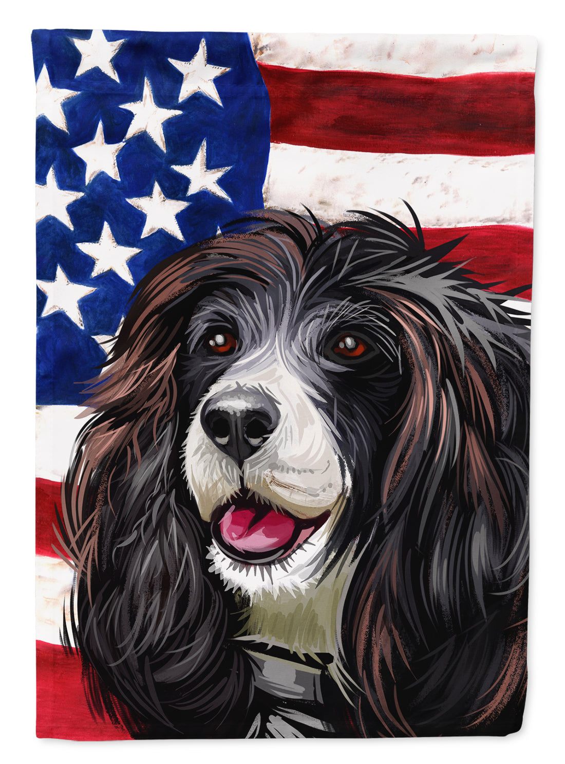 Russian Spaniel Dog American Flag Flag Canvas House Size CK6679CHF  the-store.com.