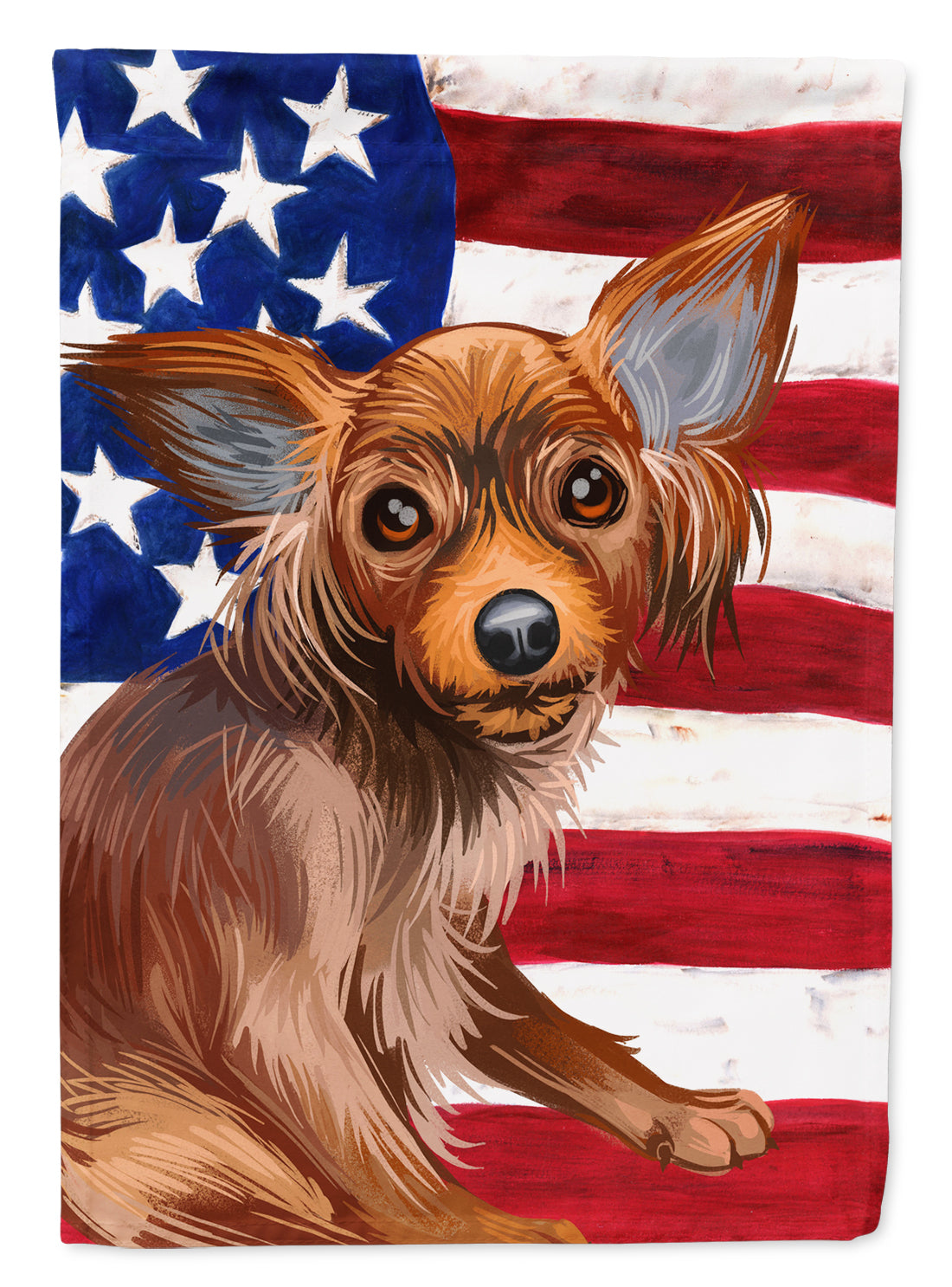 Russian Toy Dog American Flag Flag Canvas House Size CK6680CHF  the-store.com.