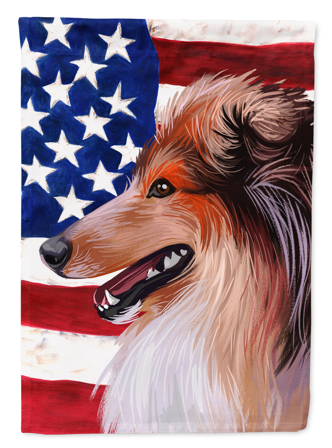 Scotch Collie Dog American Flag Flag Canvas House Size CK6694CHF