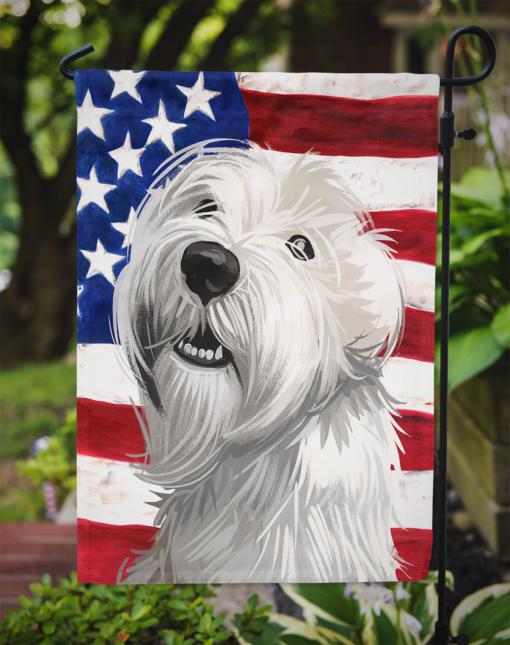 Sealyham Terrier  American Flag Flag Garden Size CK6697GF  the-store.com.