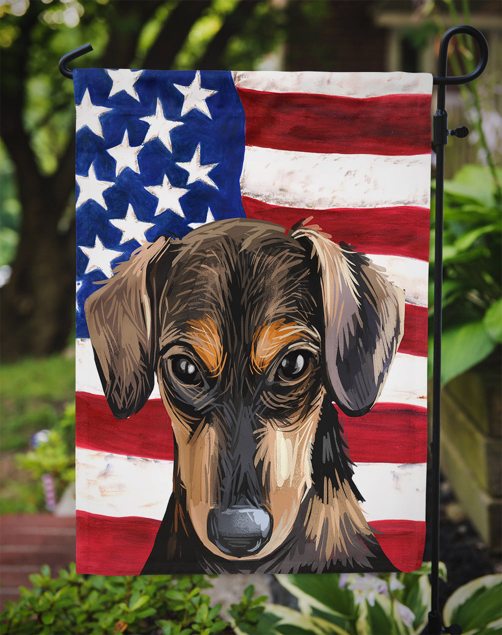 Serbian Hound Dog American Flag Flag Garden Size CK6699GF  the-store.com.
