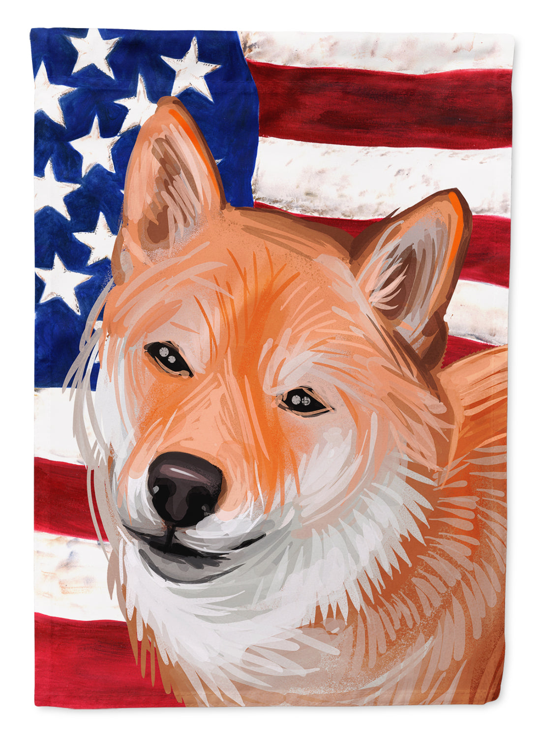 Shiba Inu Dog American Flag Flag Canvas House Size CK6704CHF  the-store.com.