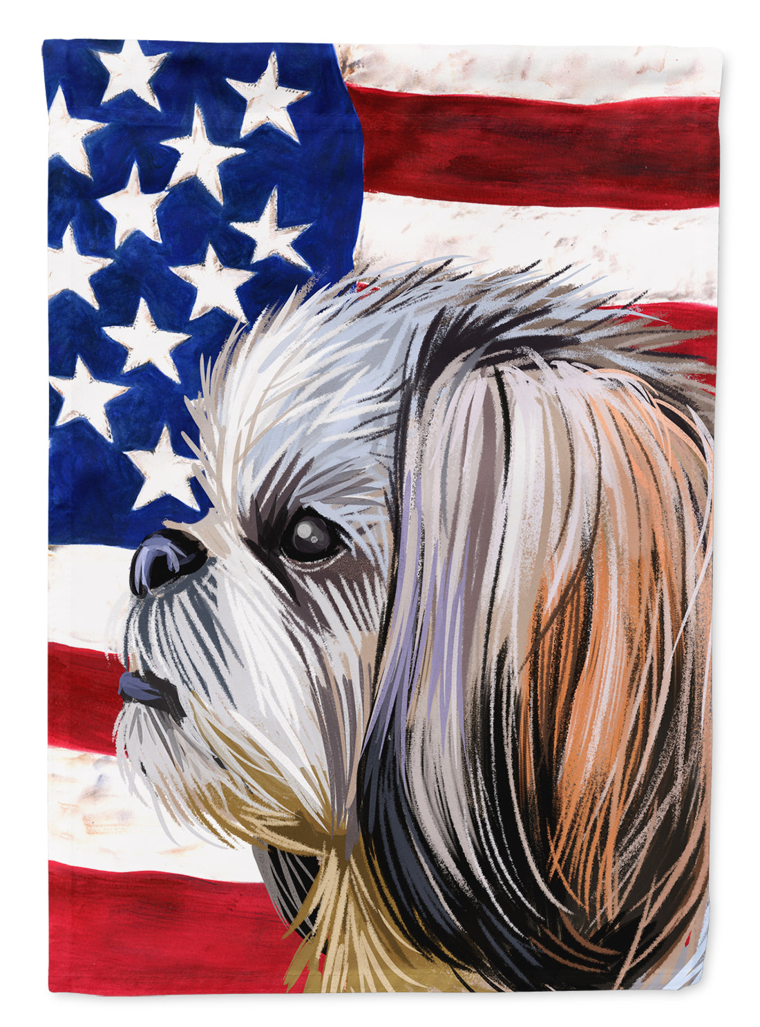 Shih Tzu Dog American Flag Flag Canvas House Size CK6705CHF