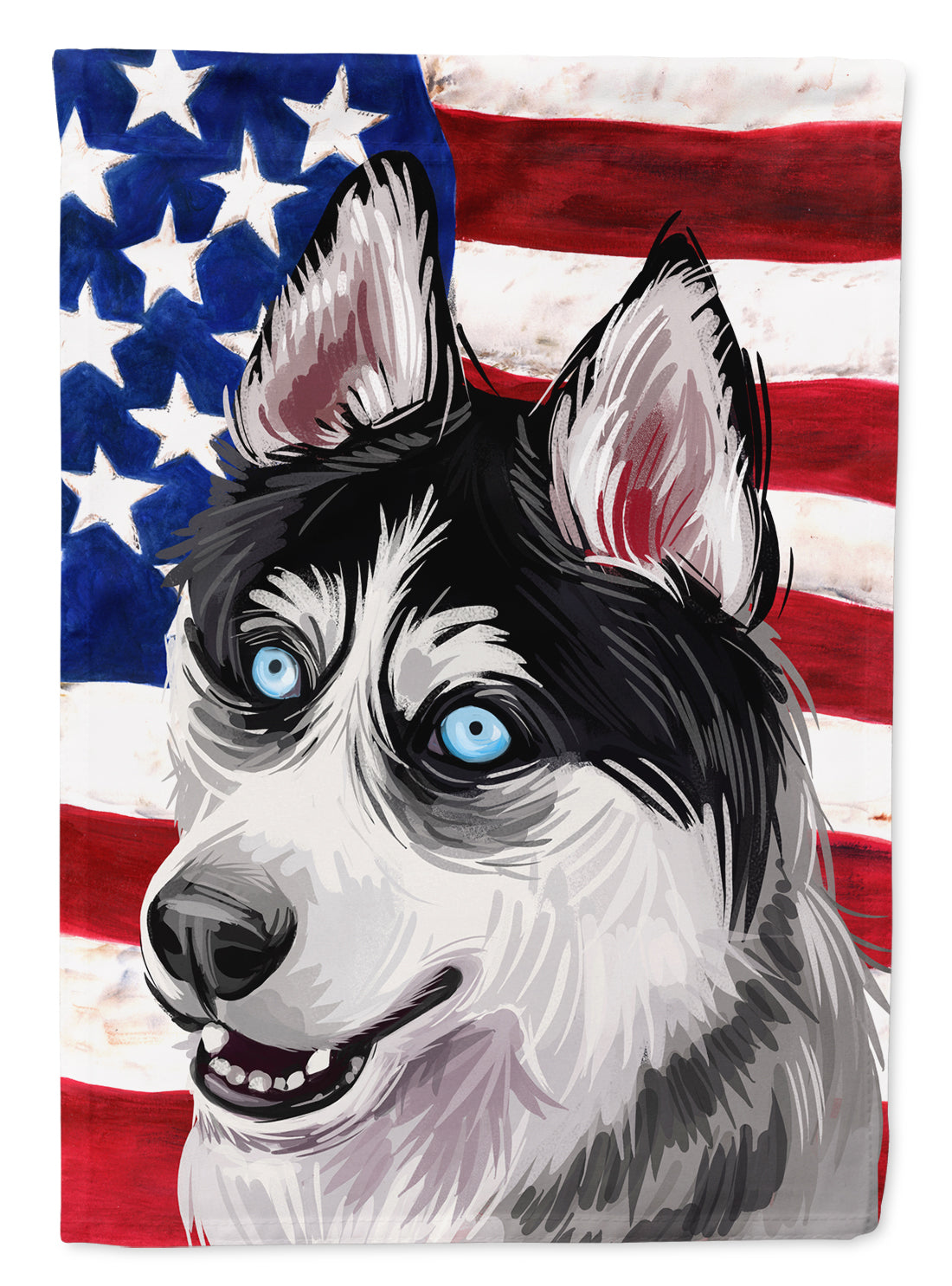 Siberian Husky Dog American Flag Flag Canvas House Size CK6708CHF  the-store.com.