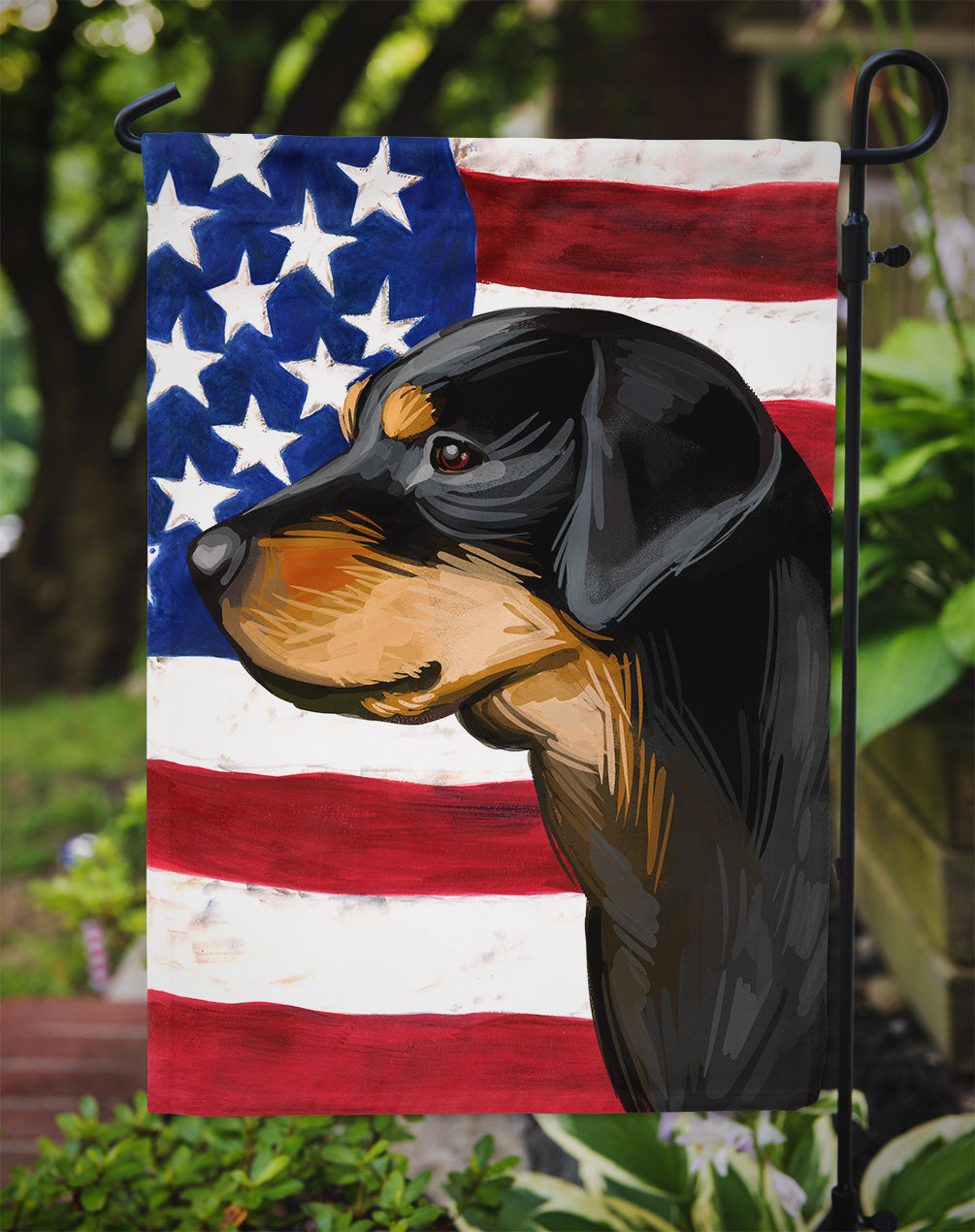 Smaland Hound Dog American Flag Flag Garden Size CK6714GF