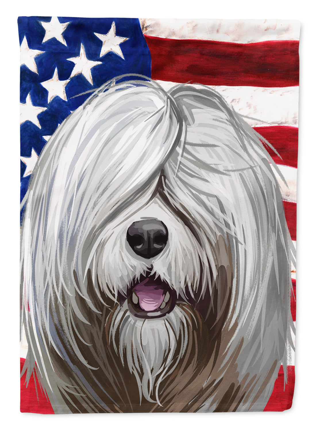 South Russian Ovcharka Dog American Flag Flag Canvas House Size CK6716CHF  the-store.com.