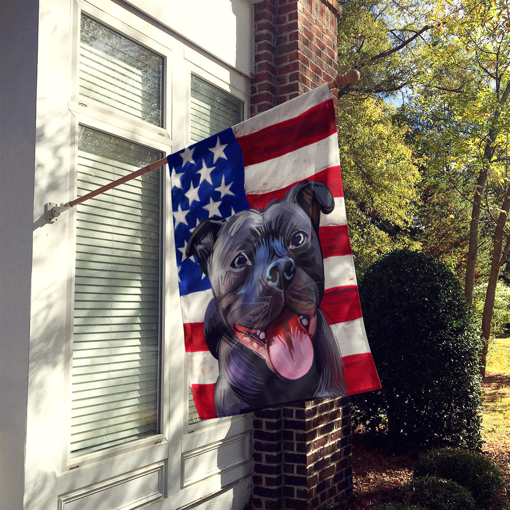 Staffordshire Bull Terrier American Flag Flag Canvas House Size CK6724CHF  the-store.com.