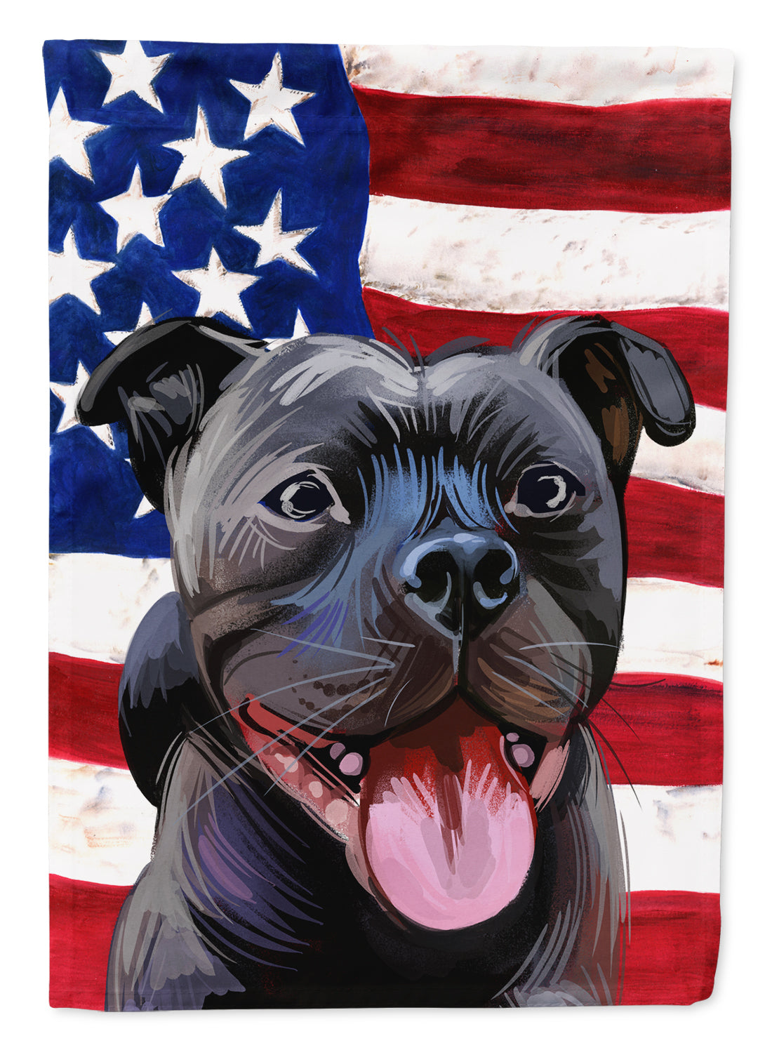 Staffordshire Bull Terrier American Flag Flag Canvas House Size CK6724CHF  the-store.com.