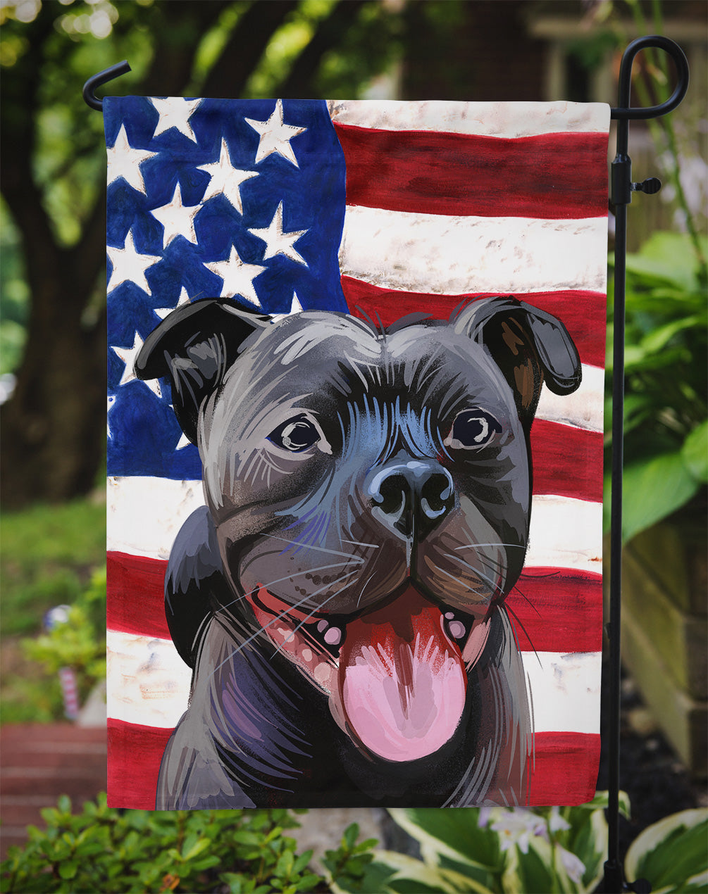 Staffordshire Bull Terrier American Flag Flag Garden Size CK6724GF