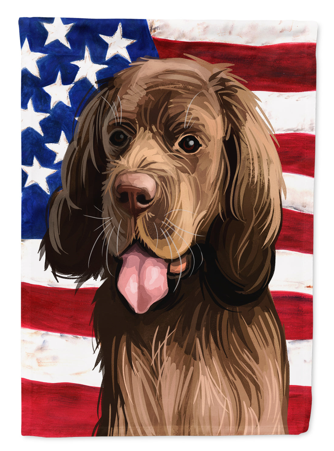 Sussex Spaniel Dog American Flag Flag Canvas House Size CK6729CHF