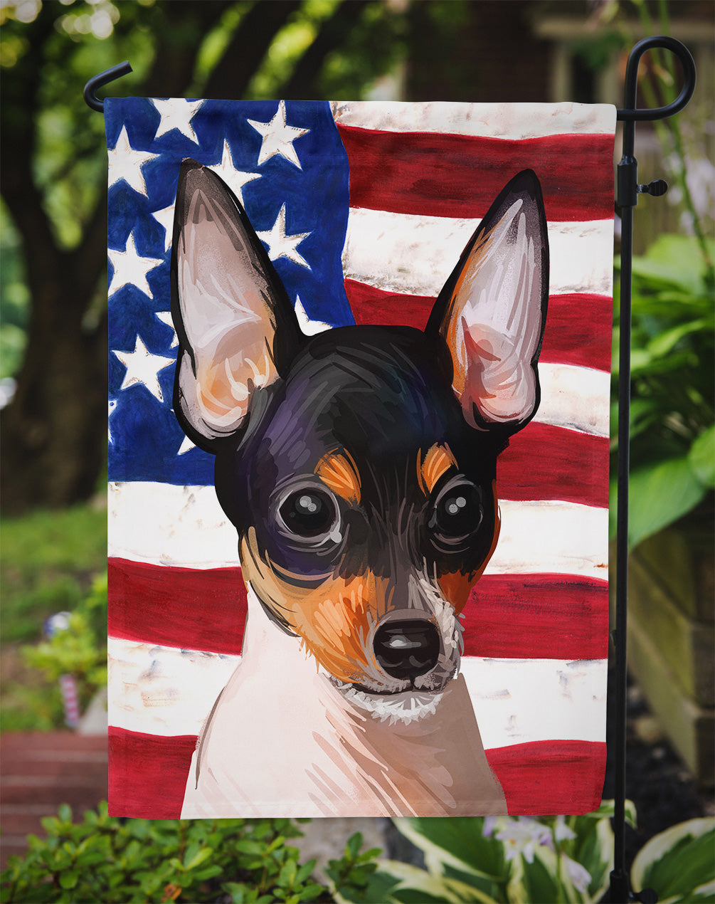 Toy Fox Terrier American Flag Flag Garden Size CK6742GF