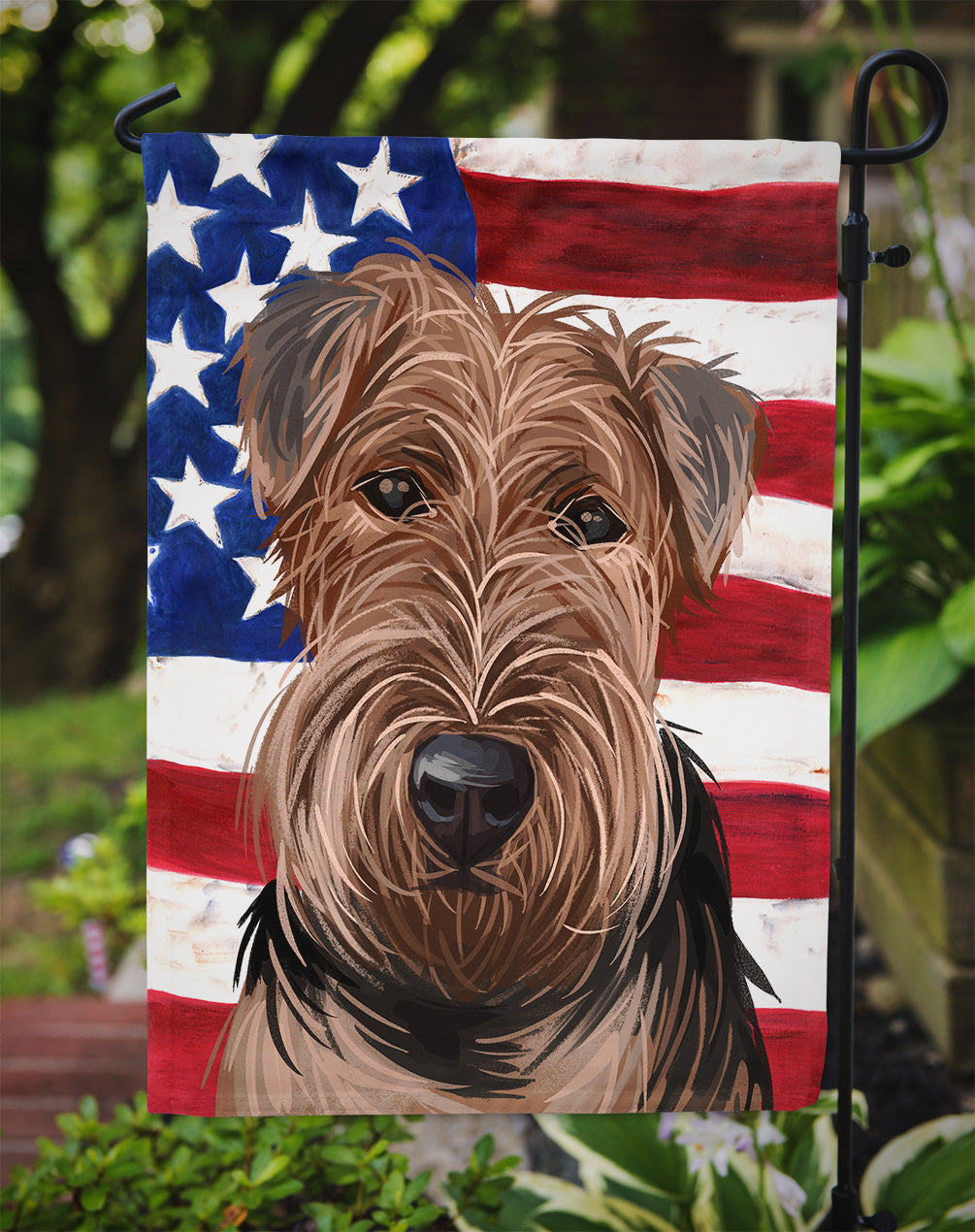 Welsh Terrier American Flag Flag Garden Size CK6754GF  the-store.com.