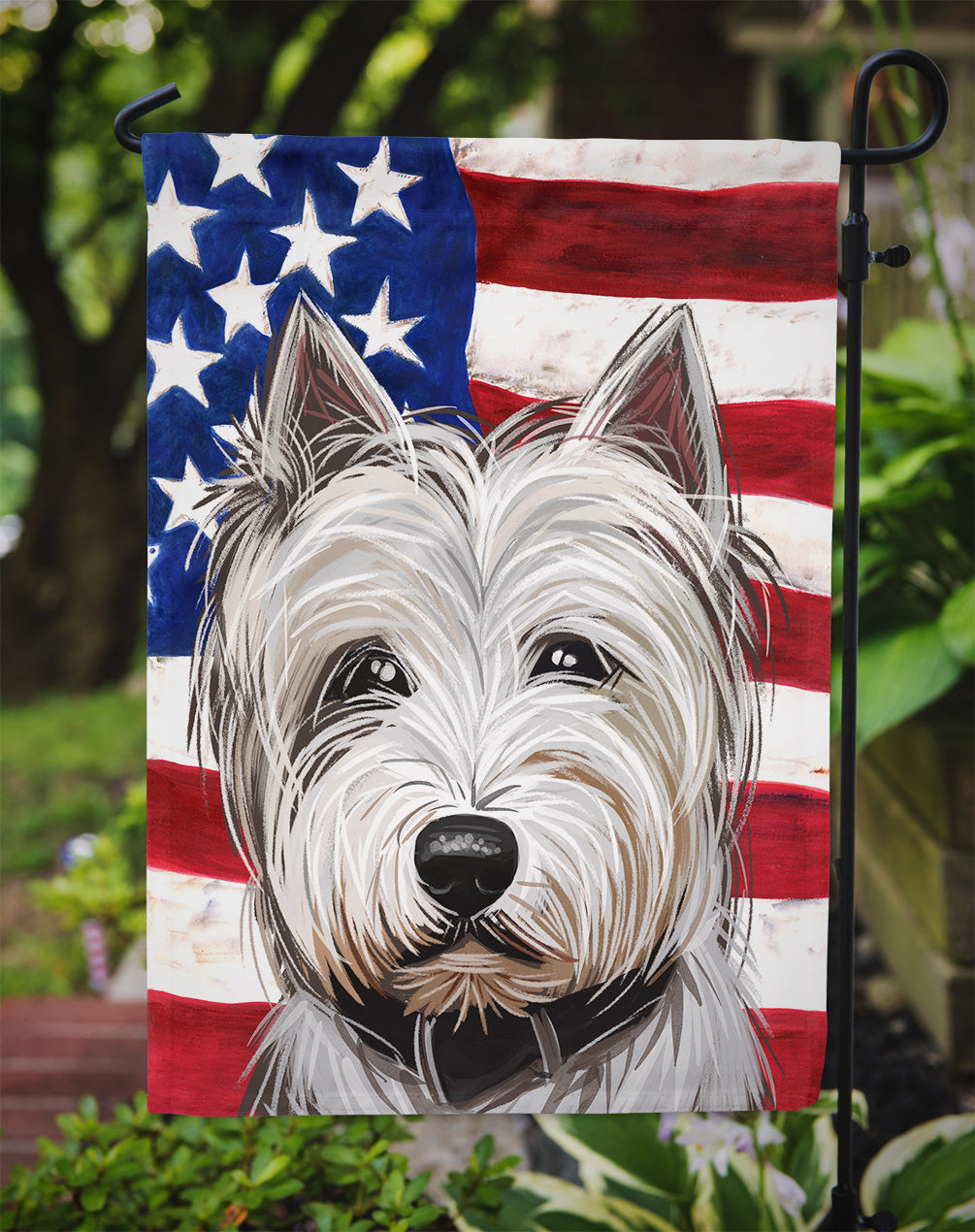 West Highland White Terrier American Flag Flag Garden Size CK6755GF