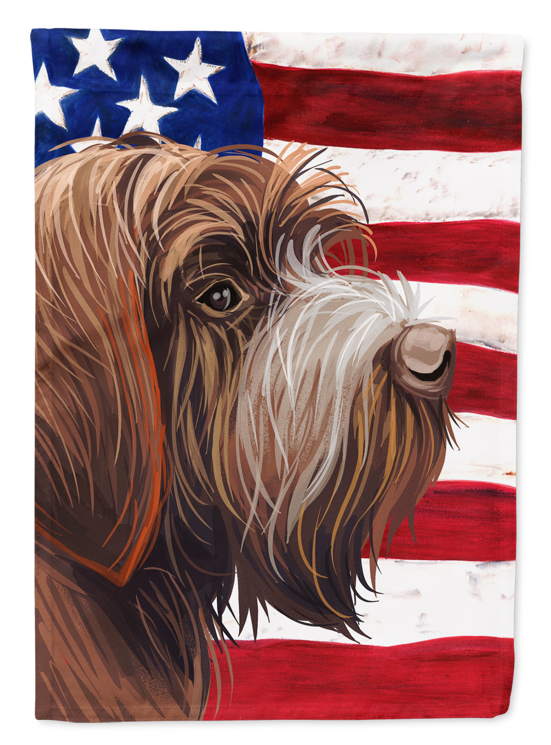 Wirehaired Pointing Griffon American Flag Flag Canvas House Size CK6757CHF  the-store.com.
