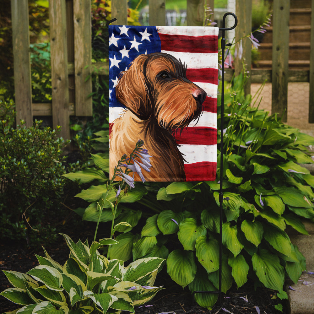 Caroline's Treasures Wirehaired Vizsla American Flag Garden Flag - Outdoor Decorative Yard Flag CK6758GF