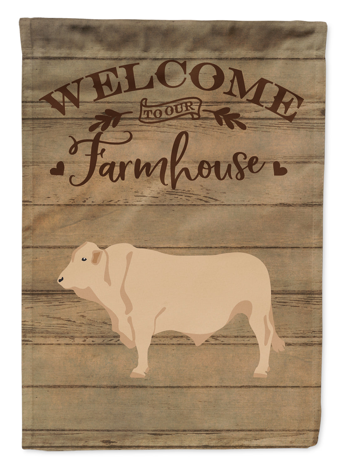 Charolais Cow Welcome Flag Canvas House Size CK6770CHF