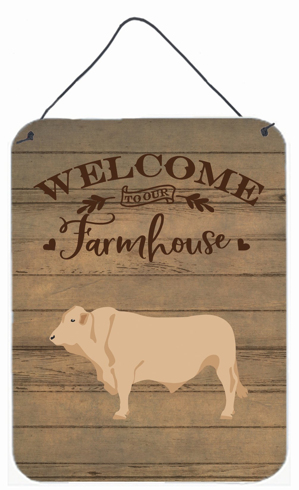 Charolais Cow Welcome Wall or Door Hanging Prints CK6770DS1216 by Caroline&#39;s Treasures