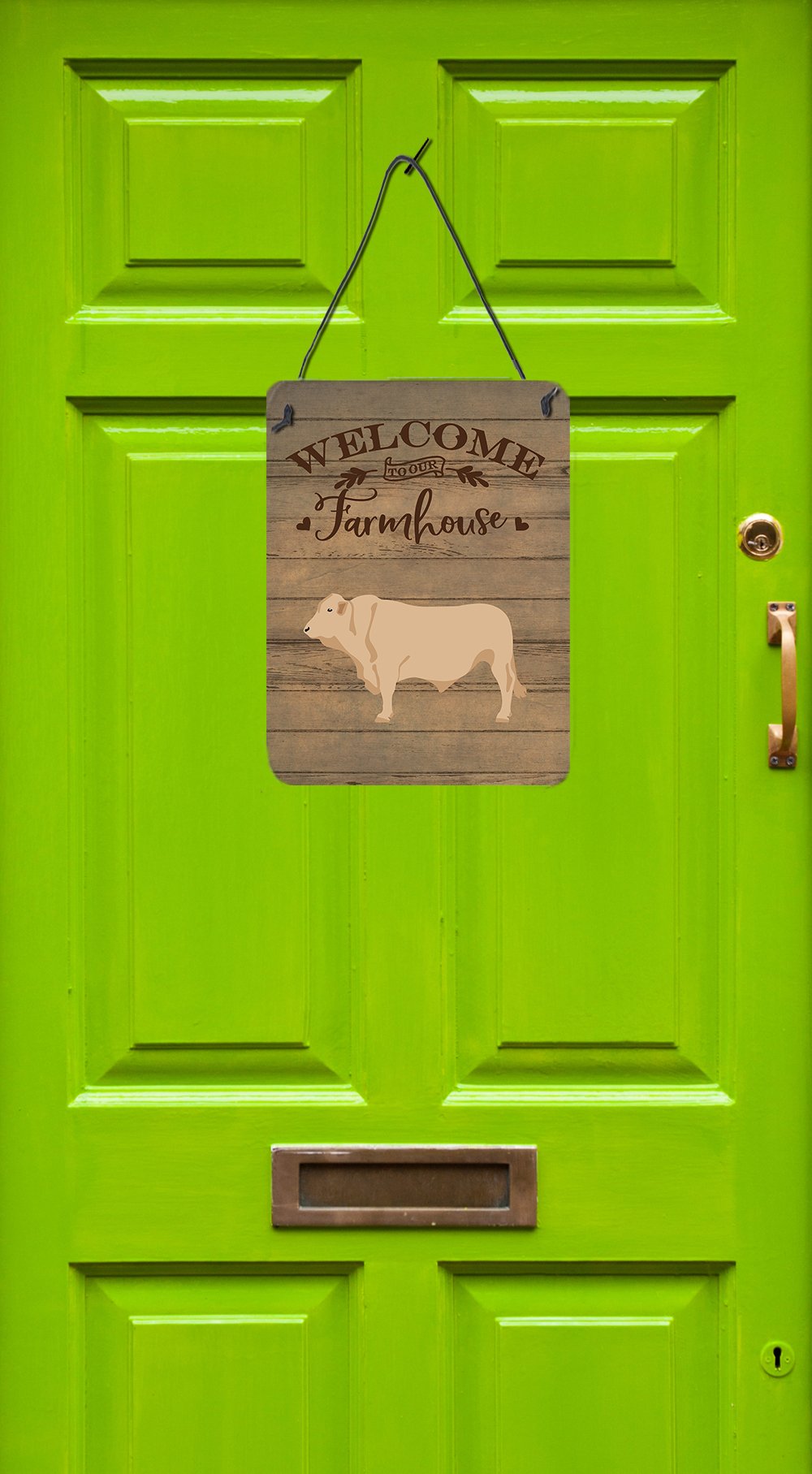 Charolais Cow Welcome Wall or Door Hanging Prints CK6770DS1216 by Caroline's Treasures