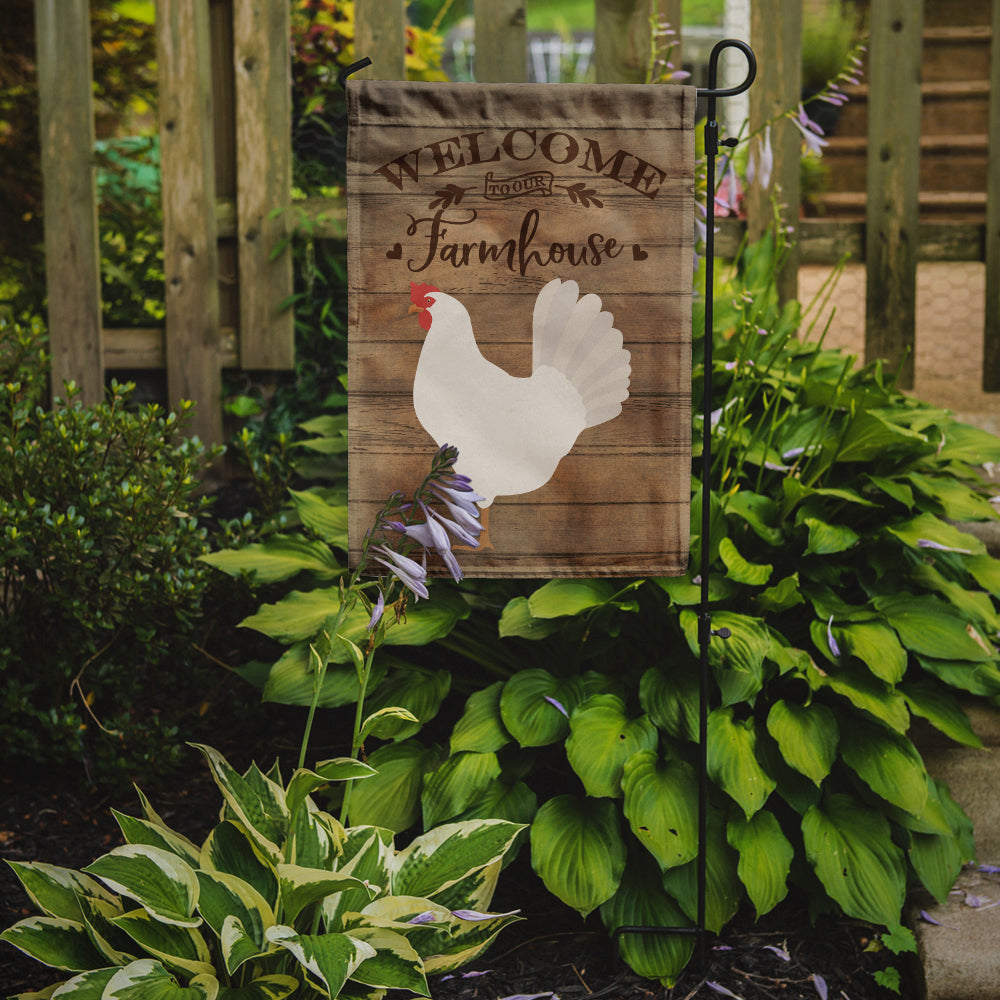 Caroline's Treasures Leghorn Chicken Welcome Garden Flag – Decorative Outdoor Yard Flag CK6784GF